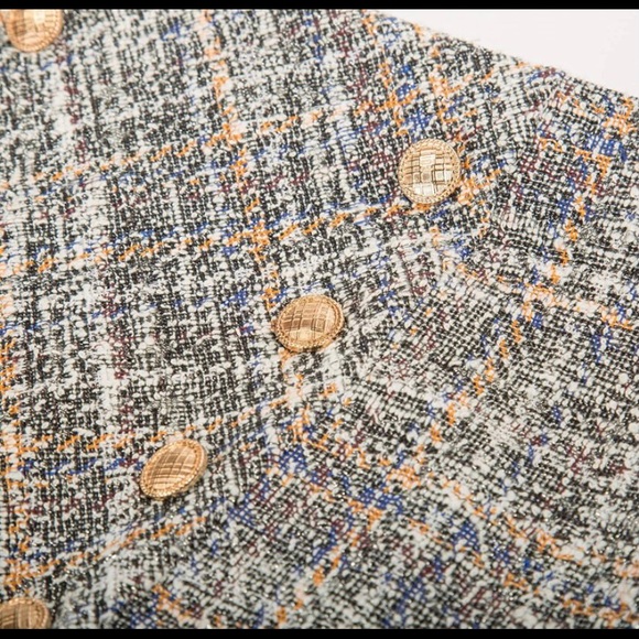 Belle Poque Women's Tweed Skirt Stretchy Business Pencil Skirt Double Breasted - Picture 6 of 8